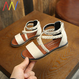 Girls’ Summer Beach Sandals – Soft Sole Leather Kids' Shoes
