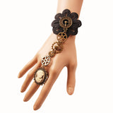 European and American Retro Lace Bracelet, Women's Steam Engine Gear Hand Jewelry with Ring