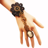 European and American Retro Lace Bracelet, Women's Steam Engine Gear Hand Jewelry with Ring