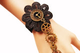European and American Retro Lace Bracelet, Women's Steam Engine Gear Hand Jewelry with Ring