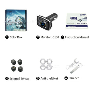 Tire Pressure Monitoring System Sensors, Auto Security Alarm Systems Tire Pressure Detector, USB Port Cigarette Lighter