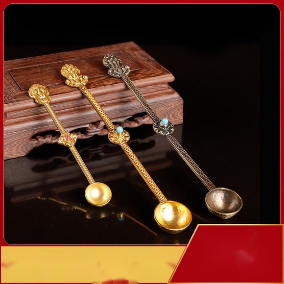 Buddhist Rituals Supplies, Tibetan Pure Copper Fire Offering Spoon