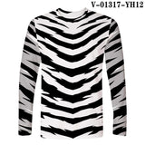 Black and white Markings 3D Digital Printing Long-Sleeved T-shirt
