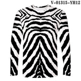 Black and white Markings 3D Digital Printing Long-Sleeved T-shirt