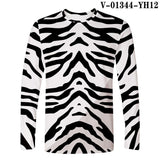 Black and white Markings 3D Digital Printing Long-Sleeved T-shirt