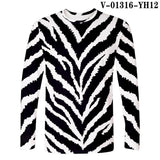 Black and white Markings 3D Digital Printing Long-Sleeved T-shirt