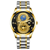 Men's Waterproof Sun Moon Star Watch with Calendar