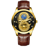 Men's Waterproof Sun Moon Star Watch with Calendar