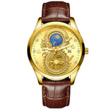 Men's Waterproof Sun Moon Star Watch with Calendar