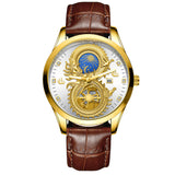 Men's Waterproof Sun Moon Star Watch with Calendar