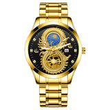Men's Waterproof Sun Moon Star Watch with Calendar