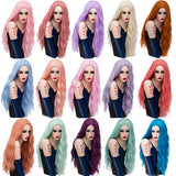 Middle Part Long Curly Cosplay Wig – Heat Resistant Synthetic Hair for Women