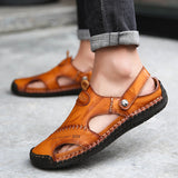Men's Closed Toe Sandals, Summer Adjustable Slides Slippers, Fashion Beach Shoes