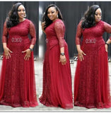 Round Neck Long-sleeved, Evening Party Long Dress