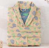 Pure Cotton, Thickened Gauze, Long Sleeves, Water Absorbing, Bathrobe Nightgown for Men and Women