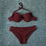 Solid Color Hardcore Backless Sexy Bikini Swimsuit for Women