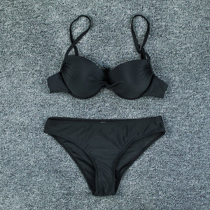 Solid Color Hardcore Backless Sexy Bikini Swimsuit for Women