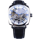 Forsining Black Genuine Leather Fashion Royal Luxury Gold Clock, Skeleton Men's Automatic Mechanical Watches