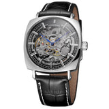 Forsining Black Genuine Leather Fashion Royal Luxury Gold Clock, Skeleton Men's Automatic Mechanical Watches