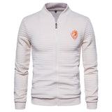 Men's Cotton Sweater, Zippered Stand Collar Jacket for Winters