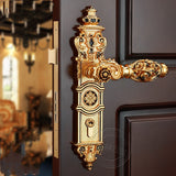 European Luxury Wooden Door Handle Lock for Rooms & Villas
