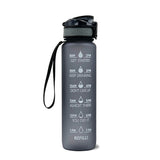 Tritan Water Bottle with Time Marker Bounce Cover, Motivational Water Bottle with Leakproof Lid for Sports Cycling and Outdoors
