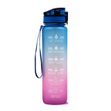 Tritan Water Bottle with Time Marker Bounce Cover, Motivational Water Bottle with Leakproof Lid for Sports Cycling and Outdoors