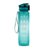 Tritan Water Bottle with Time Marker Bounce Cover, Motivational Water Bottle with Leakproof Lid for Sports Cycling and Outdoors
