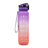 Tritan Water Bottle with Time Marker Bounce Cover, Motivational Water Bottle with Leakproof Lid for Sports Cycling and Outdoors