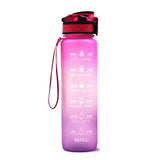 Tritan Water Bottle with Time Marker Bounce Cover, Motivational Water Bottle with Leakproof Lid for Sports Cycling and Outdoors