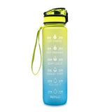 Tritan Water Bottle with Time Marker Bounce Cover, Motivational Water Bottle with Leakproof Lid for Sports Cycling and Outdoors
