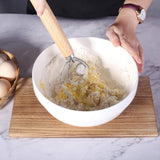Stainless Steel Coil Whisk with Wooden Handle for Mixing