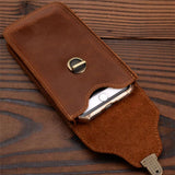 Leather Retro Mobile Phone Bag, Home or Outdoor Portable Mobile Phone Protective Cover or Storage Bag