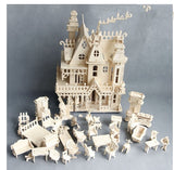 DIY Wooden Assembly Cottage House Model — Mini 3D Building Kit with Furniture, Educational Toy