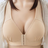 Large Size Front Button, Comfortable, Breast Gathers, Breathable Thin Non-wire Bra