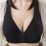 Large Size Front Button, Comfortable, Breast Gathers, Breathable Thin Non-wire Bra