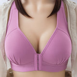 Large Size Front Button, Comfortable, Breast Gathers, Breathable Thin Non-wire Bra