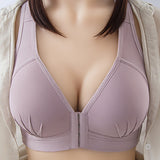 Large Size Front Button, Comfortable, Breast Gathers, Breathable Thin Non-wire Bra