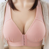 Large Size Front Button, Comfortable, Breast Gathers, Breathable Thin Non-wire Bra