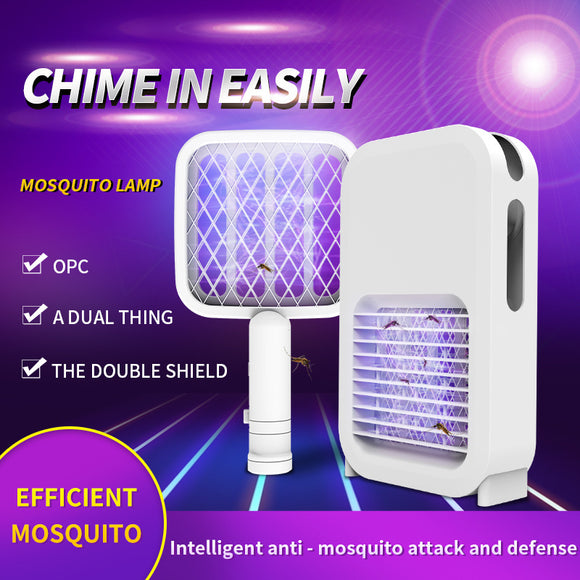 Efficient Photocatalyst Household Mosquito Killer Lamp, 2-in-1 LED Insect Racket, USB Creative Trap, Artifact Bug Zapper