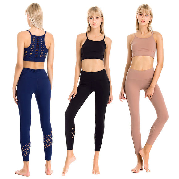 Professional Yoga Suit, Female Running Dance Quick-drying Wicking Sports Fitness Yoga Bra and Cutting Woven Yoga Pants