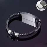 Data Cable Bracelet, Portable Leather Charging Device