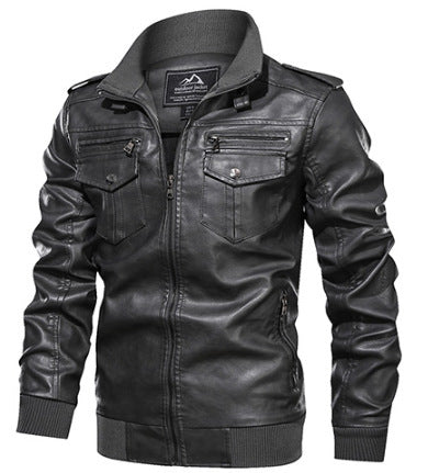 Spring and Autumn, Men's Sports Washed Retro Leather Jacket