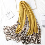 Unisex Cotton Leopard Print Long Gauze Scarf