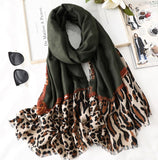 Unisex Cotton Leopard Print Long Gauze Scarf