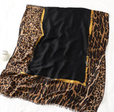 Unisex Cotton Leopard Print Long Gauze Scarf
