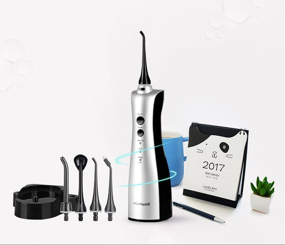Mornwell Hand-held Dental Flusher, D50Bs Portable Dental Scaler Induction Charging 5 Nozzles