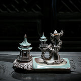 Ge Kiln Backflow Indoor Pan Sandalwood Incense Burner, Zen Ceramic Creative Tea Table Decoration