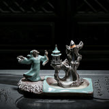 Ge Kiln Backflow Indoor Pan Sandalwood Incense Burner, Zen Ceramic Creative Tea Table Decoration