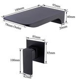 Concealed Copper Wall-mounted Black Hot and Cold Waterfall Basin Faucet